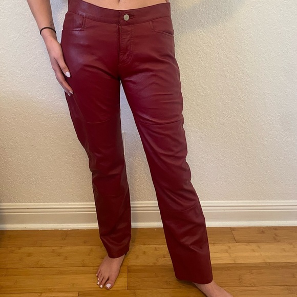 Tommy Hilfiger Vintage Red Leather Pants Size 7 - Picture 5 of 9